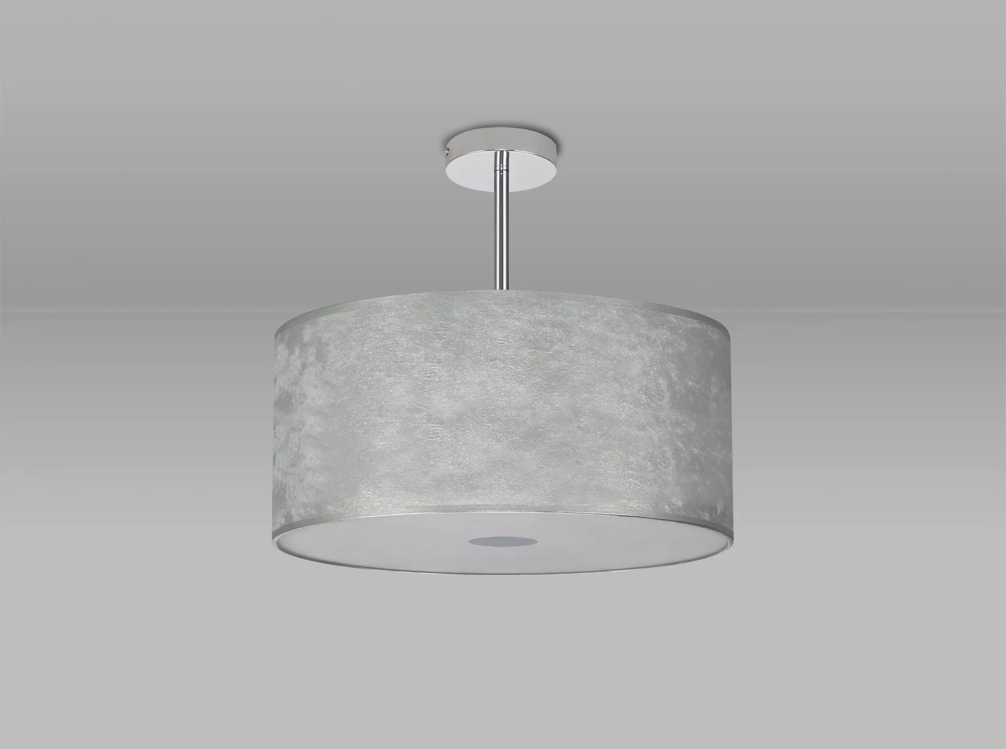 Baymont 50cm Semi Flush 3 Light Polished Chrome, Silver Leaf, Frosted Diffuser DK0793  Deco Baymont CH SL
